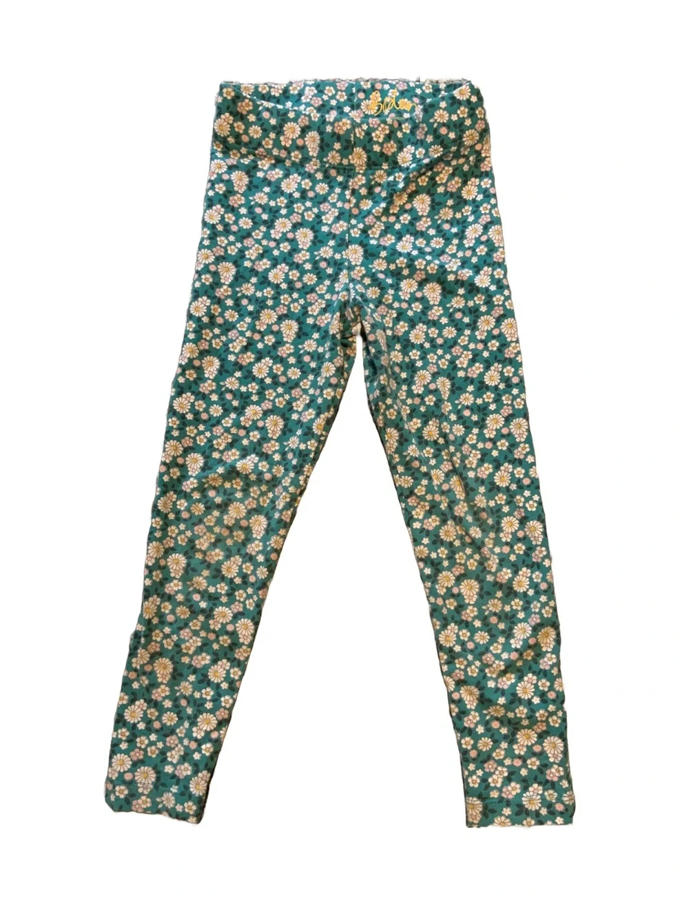Mini Boden Floral Leggings - Teal Green Daisy Print